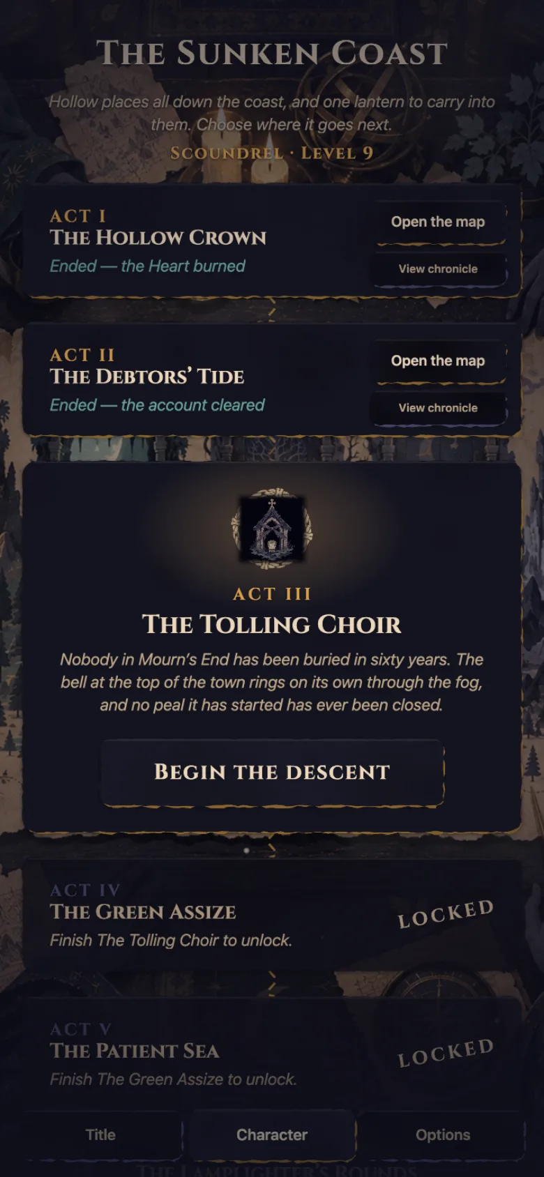 The chart room: five acts and the Rounds